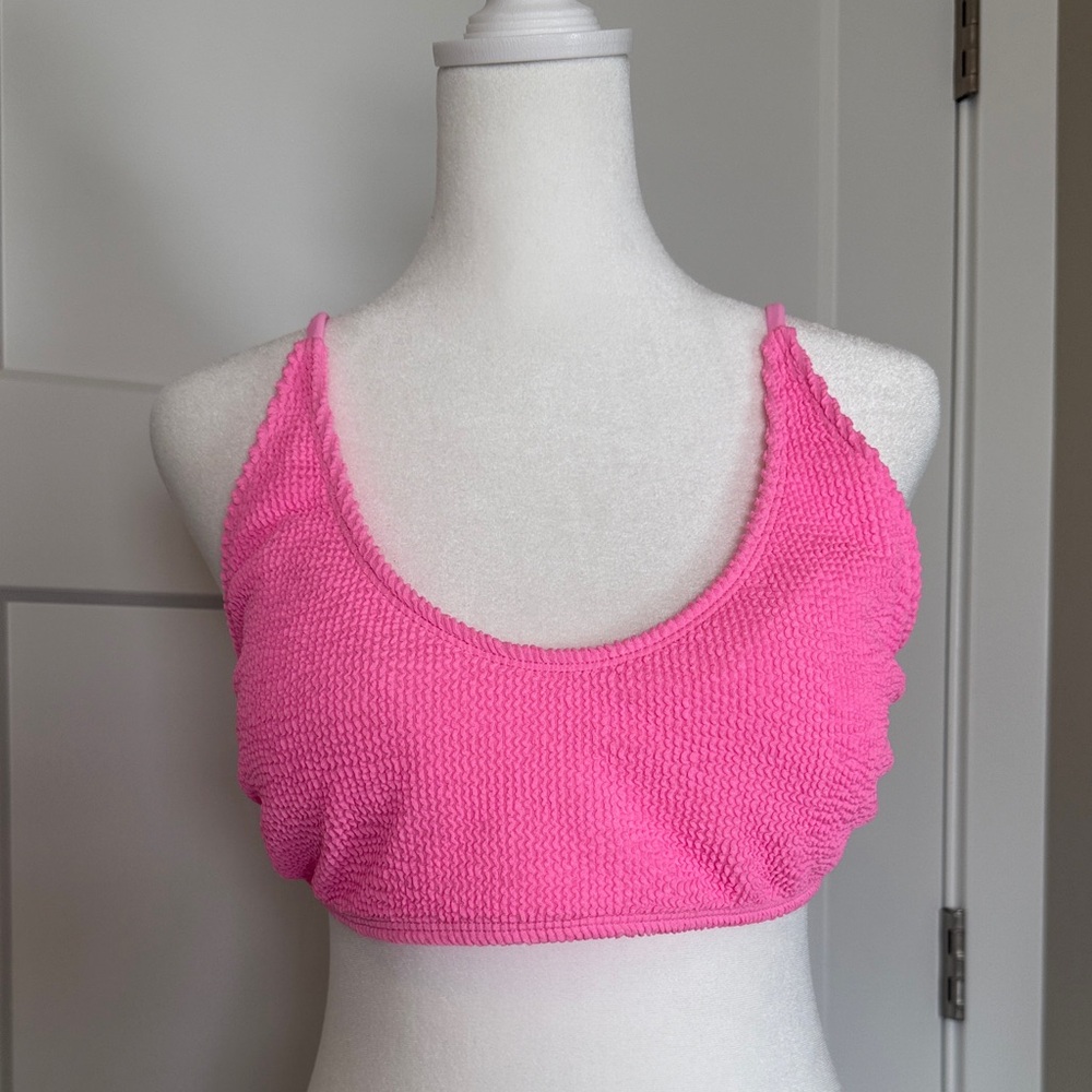 Pink Bikini Top Large Womens New Cyn & Luca Ribbed Swim Bubblegum Adjustable